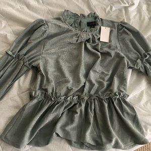 Versona Green Glitter Blouse NWT